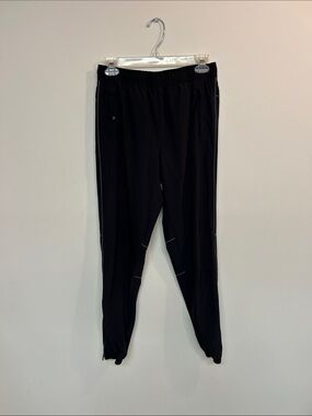 Men's Black Athletic Jogger Pants with Reflective Trim